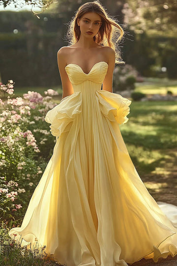 Jonquille Bustier A Line Volants Robe de Bal